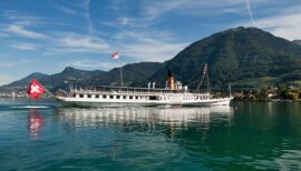 Vue bateau sur lac Léman Genève