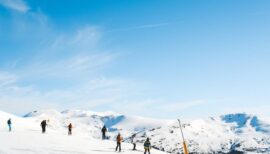 groupe de skieurs en train de dévaler une piste